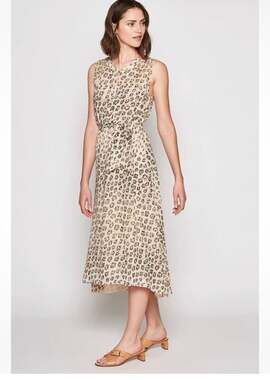 XS JOIE 100 Silk Corrine leopard Midi Dress $398 MSRP